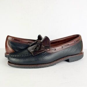 Allen Edmonds Nashua Brown Black Leather Slip On Tassel Boat Deck Loafers